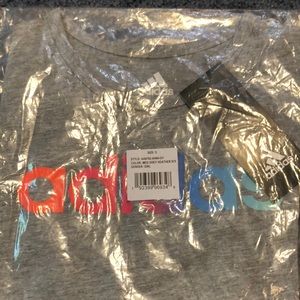 Girls size 5 Adidas shirt Heather Gray & colorful lettering still in packaging